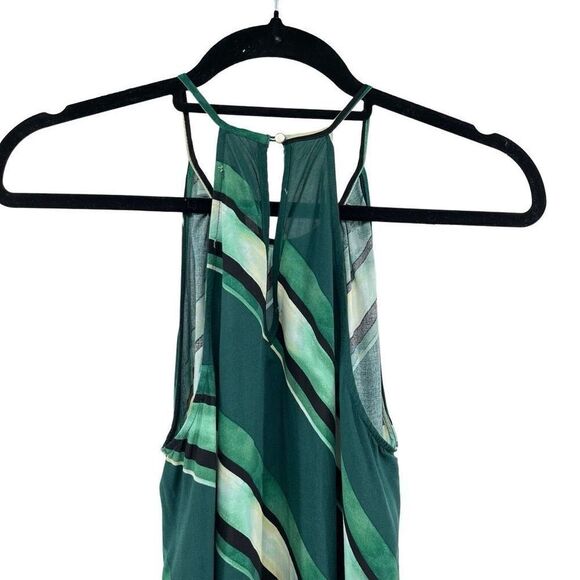 Forever 21 Contemporary Green Striped Halter Keyhole Sleeveless Mini Dress XS - Picture 10 of 16
